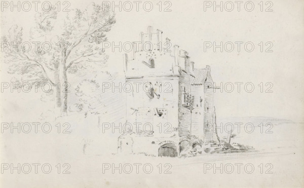 Landscape with ruin used as a dovecote, sketchbook page, Page 31 recto from a sketchbook with 39