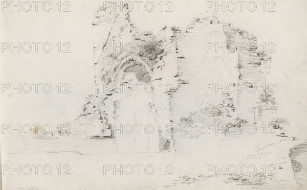 Ruin of a gatehouse, sketchbook page, Page 6 recto from a sketchbook with 39 pages., draftsman