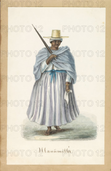 Freed female slave (former title), Manumitted woman, 'Manumittée', Album with drawings of Suriname,
