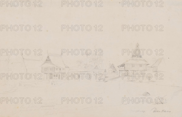 View of Tondano, North Celebes, drawing, topographical view, annotation: 'negorij Dondano, op
