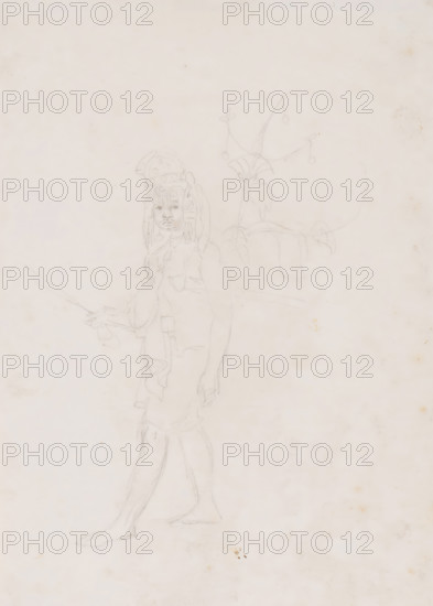 Figure study of a champion (orang berani) of Timor, drawing, annotation: 'Champion of Alor(?)