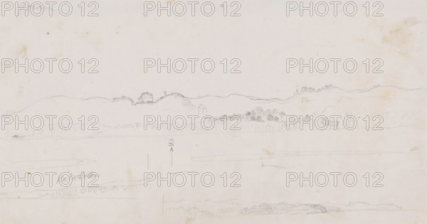 View of the island of Gorom (or Gorong), Central Moluccas, drawing, topographical view, annotation: