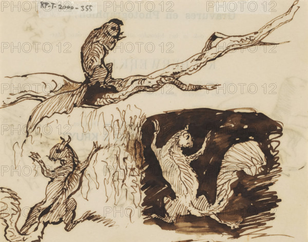 Squirrel, drawing, Three sketches of a squirrel. Drawn on the back of advertising print for
