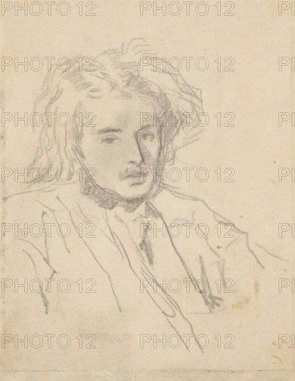 Portrait study of a young man with wild hair, drawing, draftsman (artist): Matthijs Maris, after