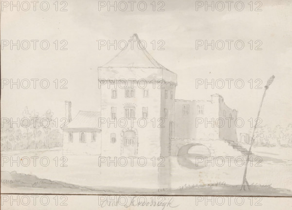 View of the Grote or Sint-Laurenskerk in Rotterdam, drawing, draftsman (artist): Eugène Rensburg