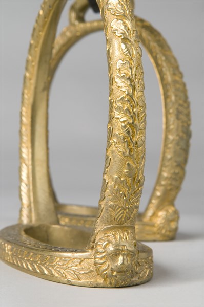 Pair of general's stirrups in gilded bronze, French 1st Empire
