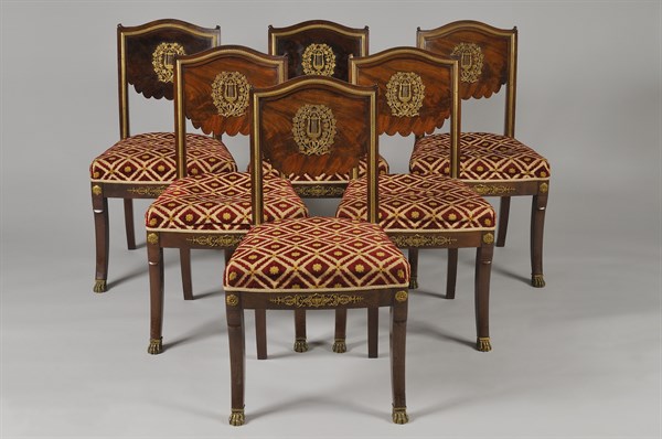 Chairs from a music salon, French First Empire and Restoration