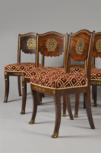 Chairs from a music salon, French First Empire and Restoration