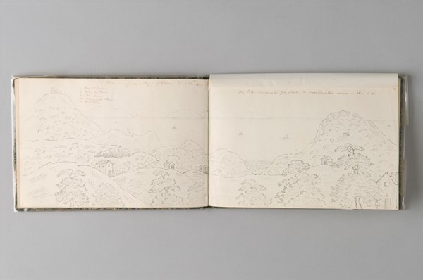 Felizarda Rudge, dessin d'un carnet de voyage, île d'Elbe, 1825-1826