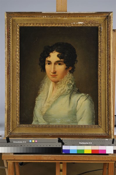 Pierre Louis de Laval, "Portrait d'une dame de qualité en robe de mousseline bleue"