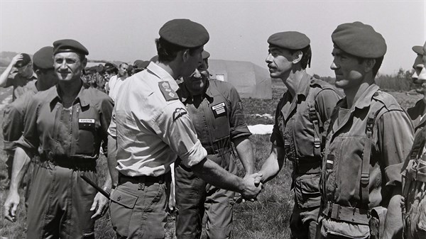 Prince Charles visits the French 11th Parachute Brigade