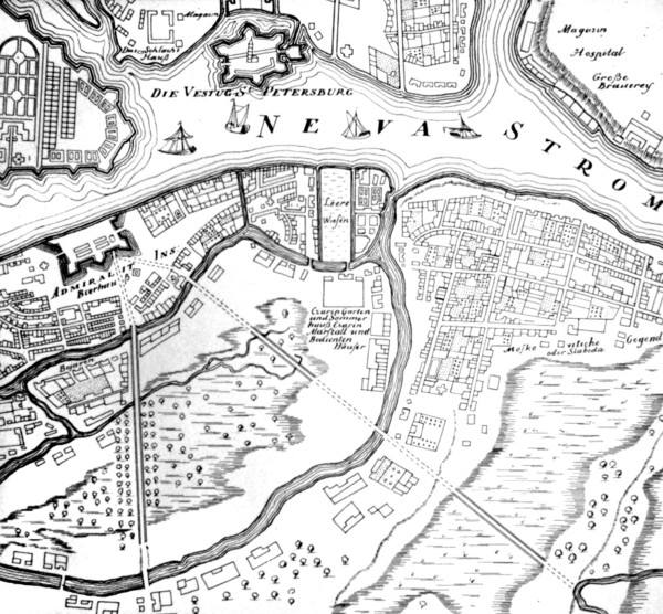 Carte de Saint-Petersbourg, 1718