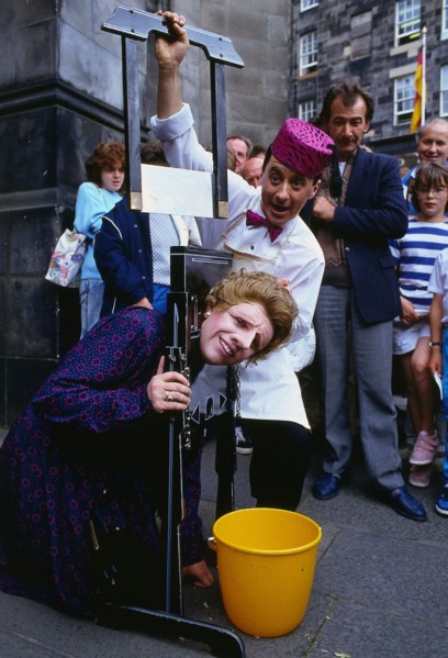 Edinburgh Festival  1988
Gerry Connolly as Margaret Thatcher being beheaded