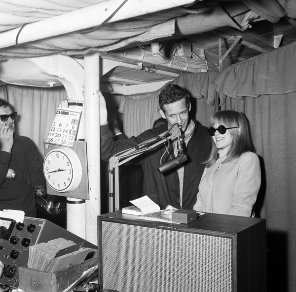 Marianne Faithfull pictured with members of Radio London