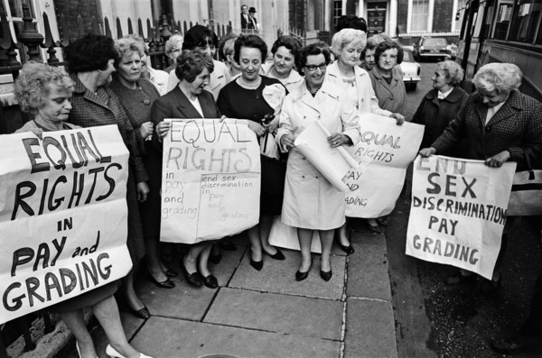 Women sewing machinists at Ford Motor Company's Dagenham plant on strike on June 7, 1968