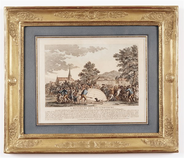 The hydrogen balloon being removed from the Champs de Mars on 27th August 1783 following crash in Gonesse