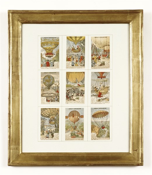 Advertising labels marking the first aerostatic experiments