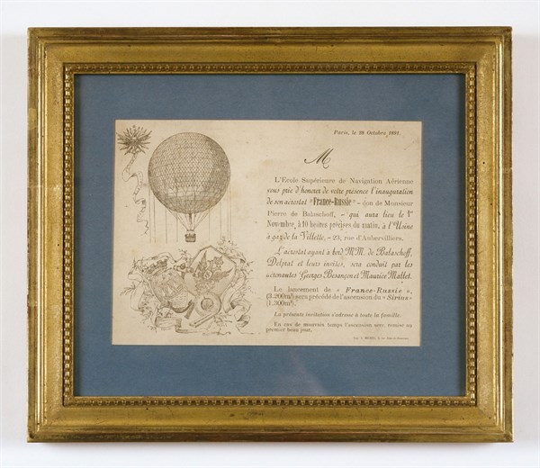 Invitation card for the launch of the "France-Russie" aerostat on 21st October 1891
