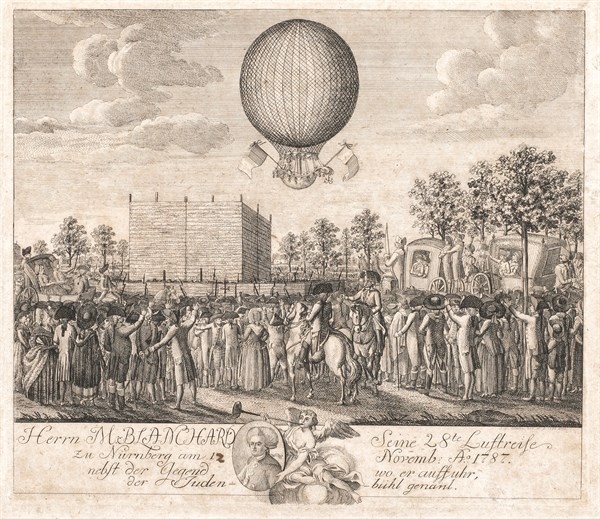Herrn J.P. Blanchard, sa 28e ascension réalisée à Nuremberg le 12 Nov 1787