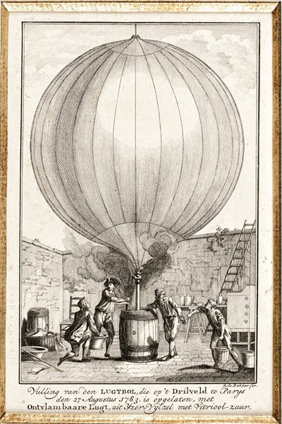 Gonflement à l'hydrogène du ballon de Charles et Robert