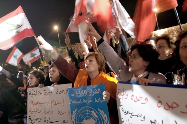 Rassemblements une semaine après l'assassinat de Rafiq Hariri, février 2005
