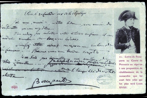 Letter from Napoleon Bonaparte to the Count of Provence.