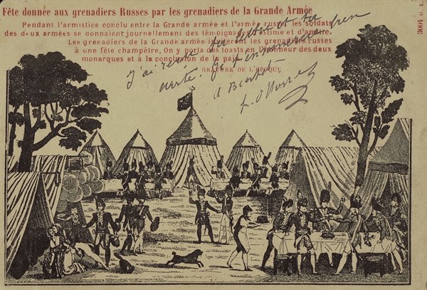 Celebrations thrown by the grenadiers of the Grande Armée for the Russian grenadiers during the armistice.
1807