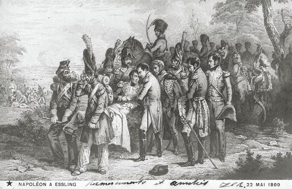 Napoleon I beside injured Marshal Lannes.
Battle of Essling
22nd May 1809