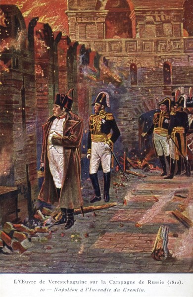Napoléon 1er : campagne de Russie.
Incendie du Kremlin.
1812