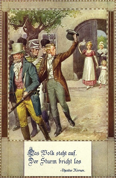 Campagne de Saxe : départ des soldats pour la guerre.
1813