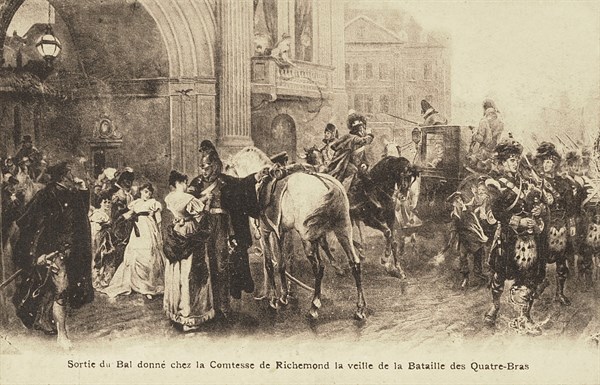 Sortie du bal donné chez la comtesse de Richemond la veille de la bataille des Quatre-bras.