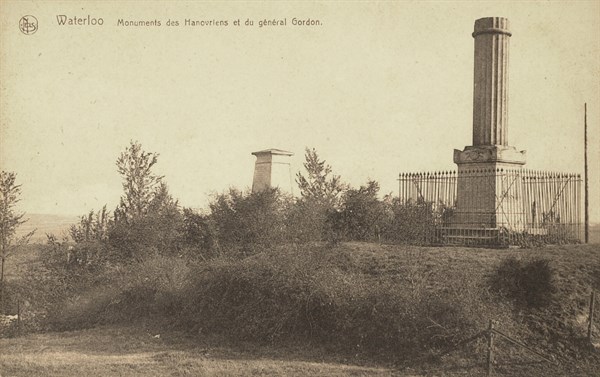 Waterloo: Hanoverian monuments and the memorial of General Gordon.