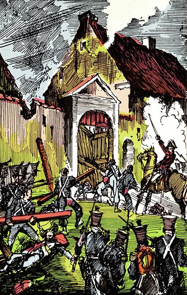 Waterloo : affrontements à la ferme de Haie-Sainte.