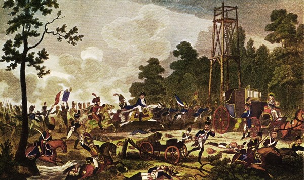 Bataille de Waterloo : tentative de fuite de Napoléon 1er.