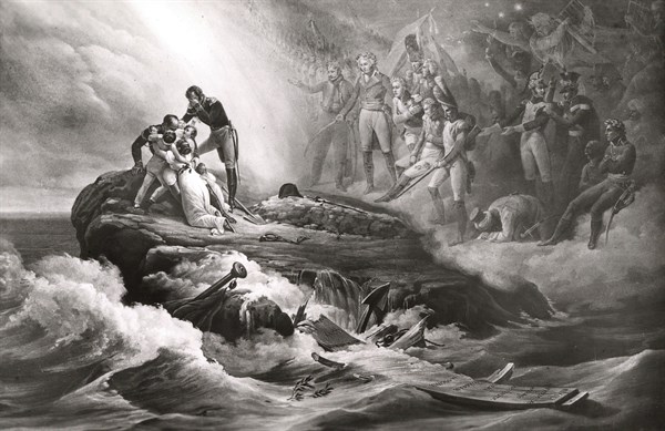 Allégorie de l'exil et de la mort de Napoléon 1er à Sainte-Hélène.