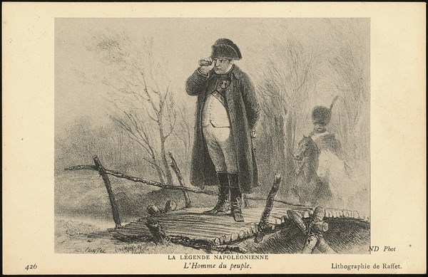 Napoleon I on a bridge with a telescope.