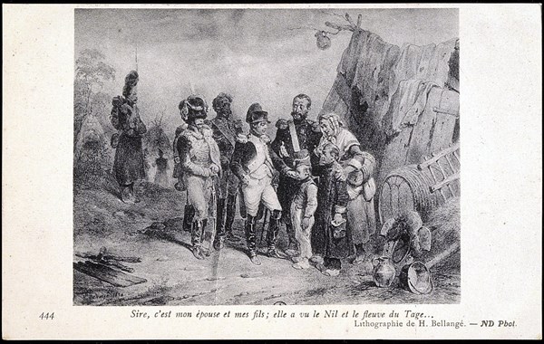 Napoleon I having a discussion wit ha soldier and his family.