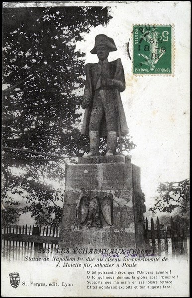 Statue of Napoleon I at the Echarmeaux (Rhône).