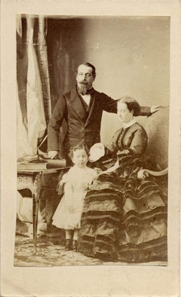 Napoléon III, l'Impératrice Eugénie et leur fils Louis Napoléon Eugène Jean Joseph Bonaparte