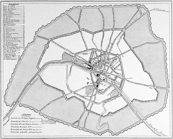 Map of Paris City Walls