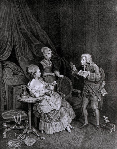Engraving by Wille, Dedication of an epic poem