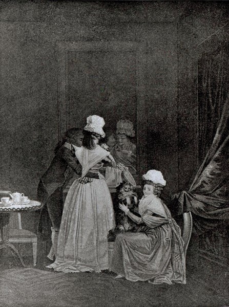 Engraving by Mallet, Intimate scene