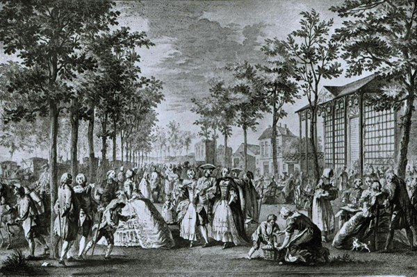 Gravure de Saint-Aubin, La promenade des remparts de Paris