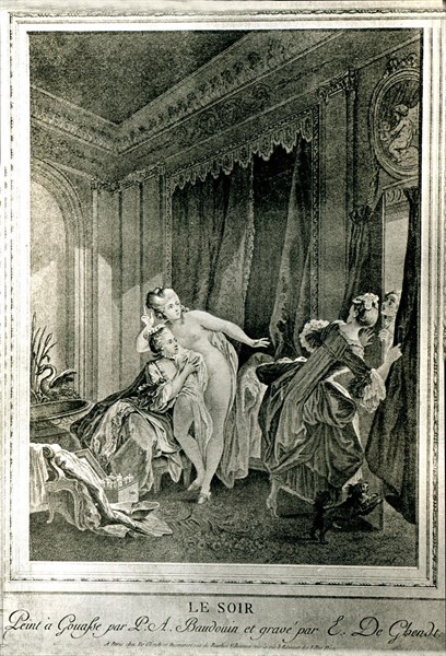 Gravure d'après Baudouin, Le soir