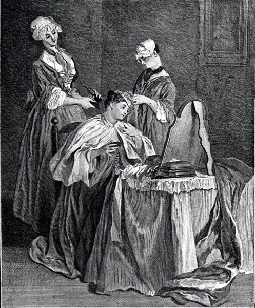 Engraving by Lancret, Dressing