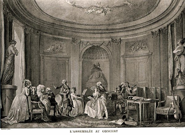 Engraving by Dequevauviller from Lavreince, genre scene