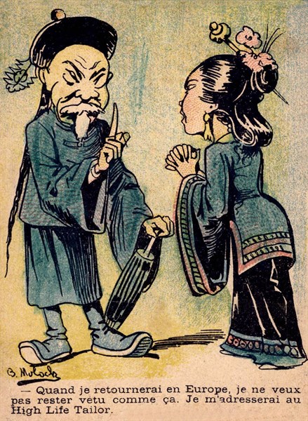 Caricature of scene from daily life