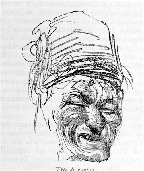 Peasants' heads, illustration by Gustave Doré