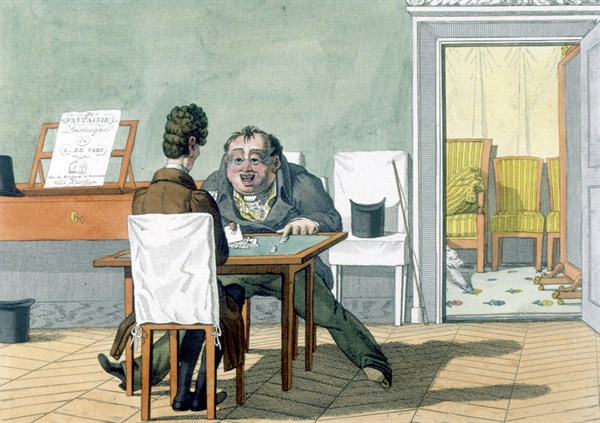 Jeu de l'Ecarté, illustration de la fin du XIXe siècle, caricature