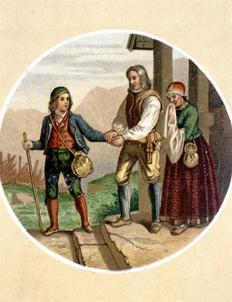Young man leaving his parents, by G. Knusli
